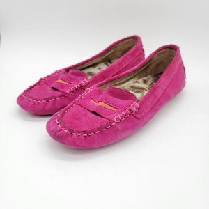 Sam Edelman Womens Size 7.5 M Driving Flats Suede Hot Pink